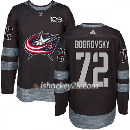 Mænd NHL Blue Jackets Trøje Sergei Bobrovsky 72 1917-2017 100th Anniversary Adidas Sort Authentic